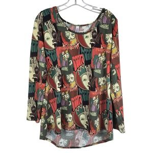 LuLaRoe Disney Villains Evil Queen Long Sleeve Top Shirt Split Personality Large